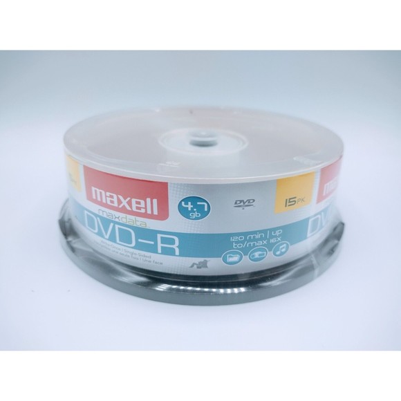 Maxell Max Data DVD-R 4.7GB Write-Once, 16x Recordable Disc (Spindle Pack of 15) - Picture 1 of 5